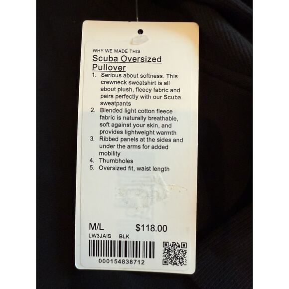 NWT Lululemon Scuba Oversized Pullover Wordmark MSRP $118 Size M/L Black - Picture 2 of 8